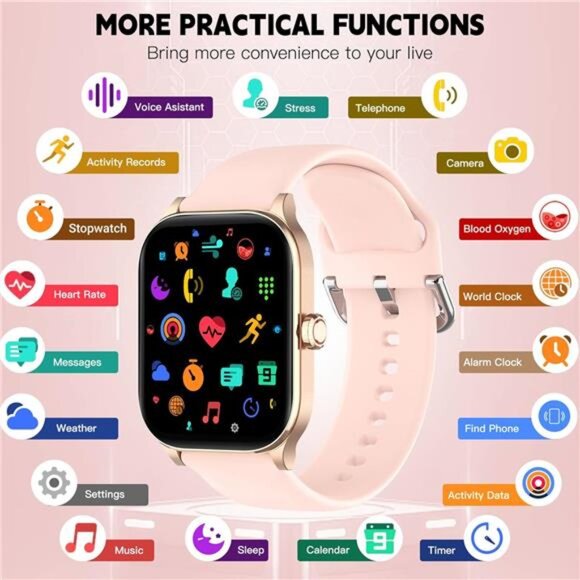 Smartwatch for women men bluetooth call heart rate sleep SpO2 waterproof fitness - Picture 6 of 7